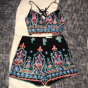 Colorful Short and Crop Top Set
